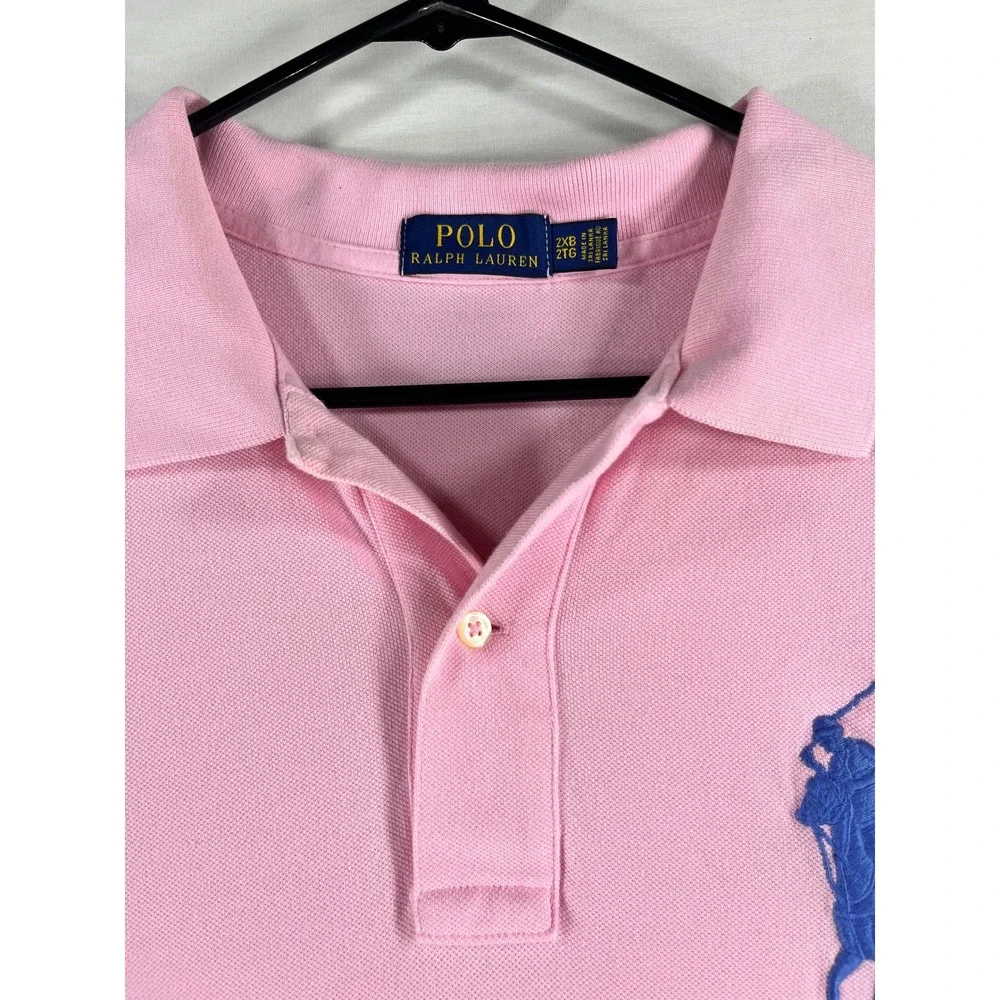 Polo Ralph Lauren Mens Pink Big Pony Short Sleeve Polo Shirt 2XB Big & Tall